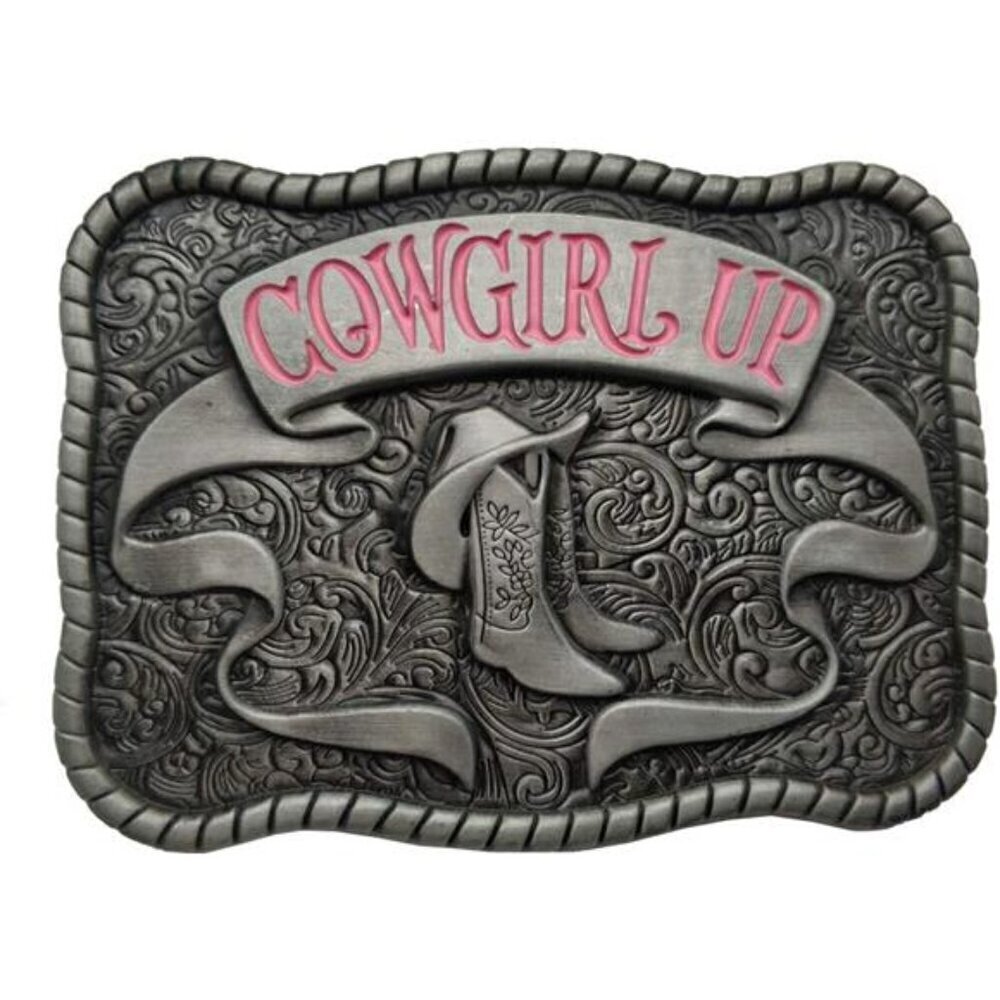 “Cowgirl Up” Belt Buckle–Bold Rodeo-Inspired Accessory Western Buckle ONLY